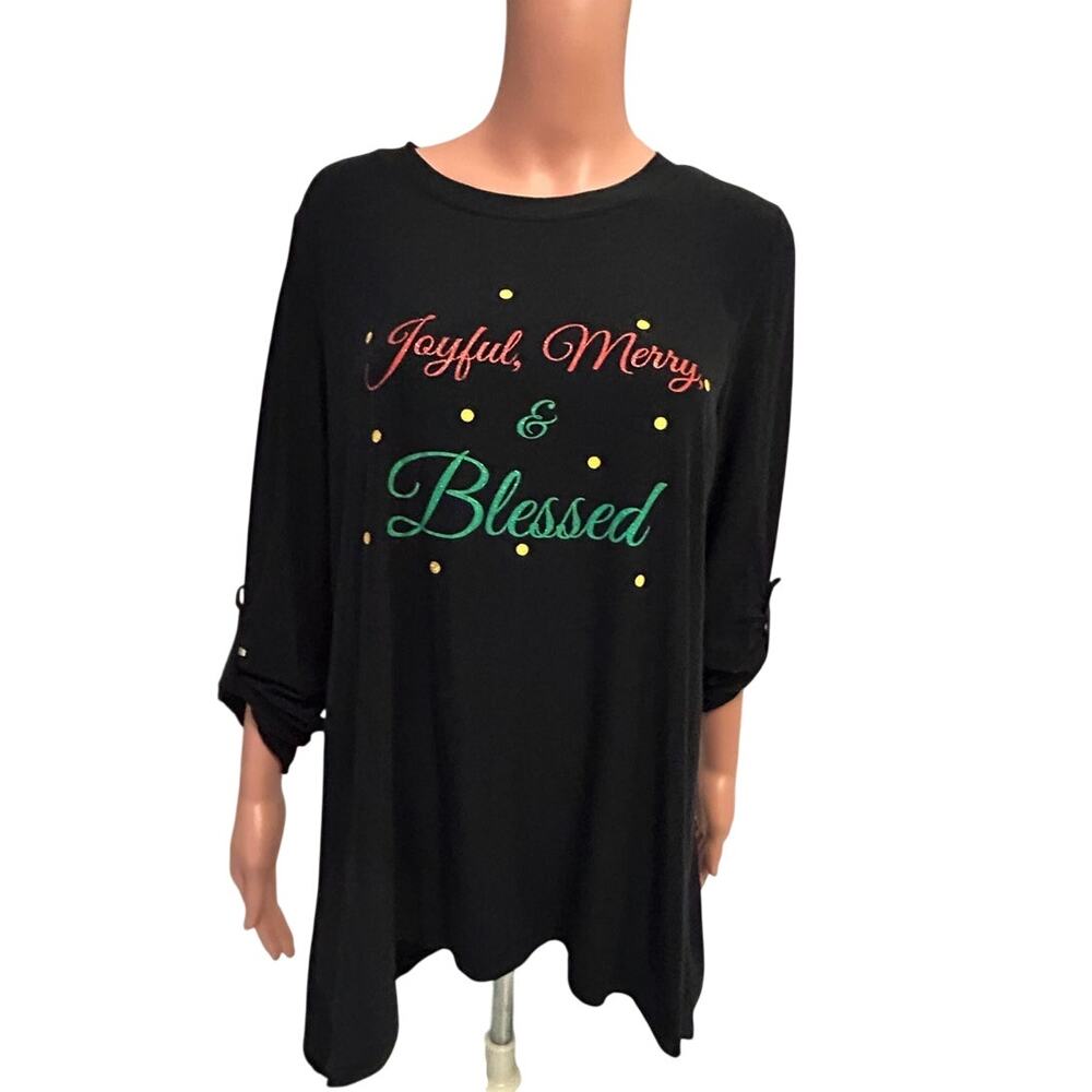 Joyland Long sleeved tailored Christmas shirt Joyful, Merry & Blessed sz xl